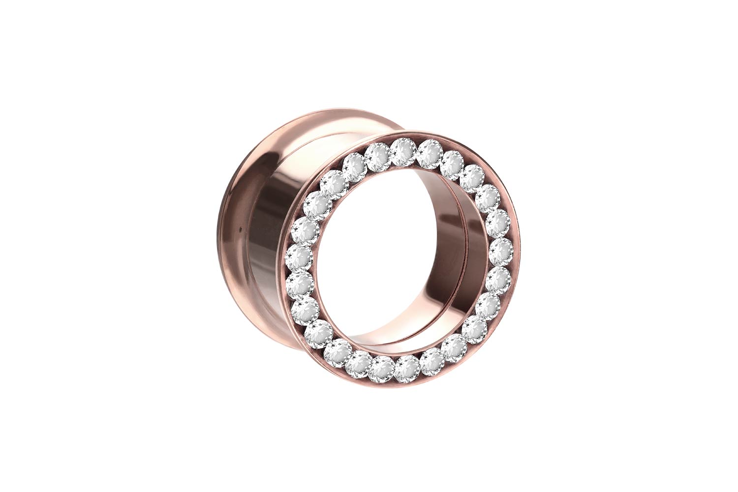 Chirurgenstahl Double Flared Tunnel KRISTALLRAND ++SALE++ von Piercingline